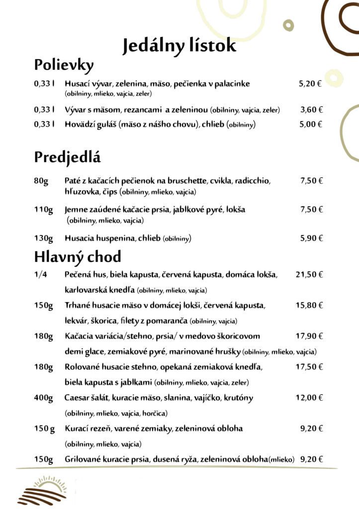 Jedálny lístok